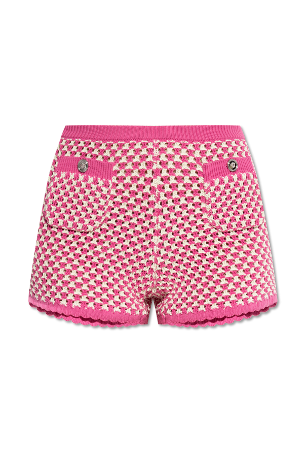 ショートパンツ VERSACE Women Shorts  Burmudas 10112911A08211 5P020 PINK Versace Butterflies-print silk-blend Shorts | Pink | FARFETCH